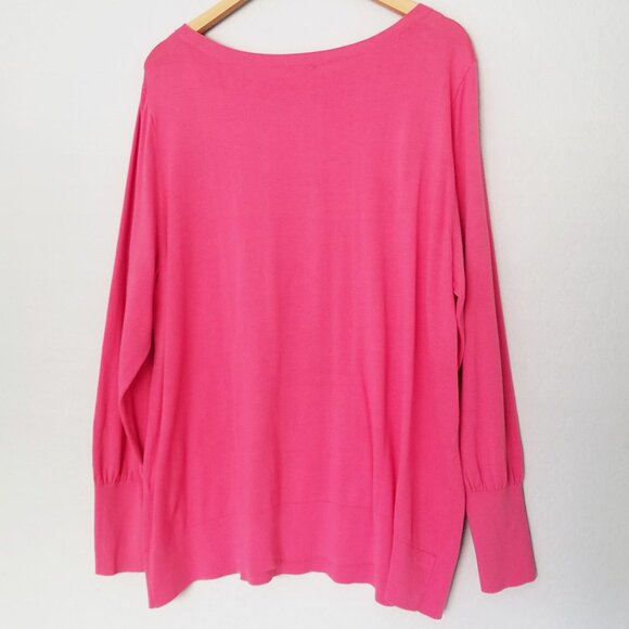 Chico’s Big Heart Pink Pullover Sweater Lightweight Jumper Plus Size XXL $90 - Picture 6 of 16